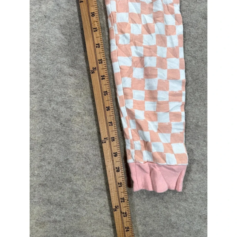 Carter's Pajama Pants Girls 12/12A Peach White Checkered Casual Mid Rise Pull On